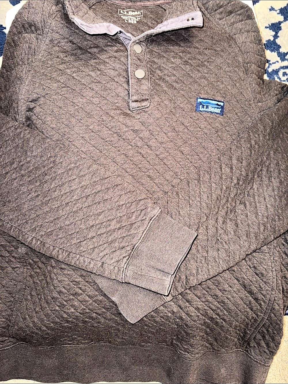 LL Bean Traditional Fit Quilted Pullover Brown Large